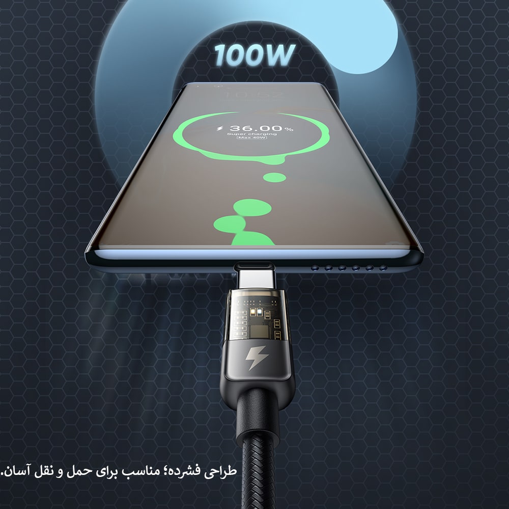 کابل شارژ100واتType-CبهType-Cمک دودو مدلCA-284