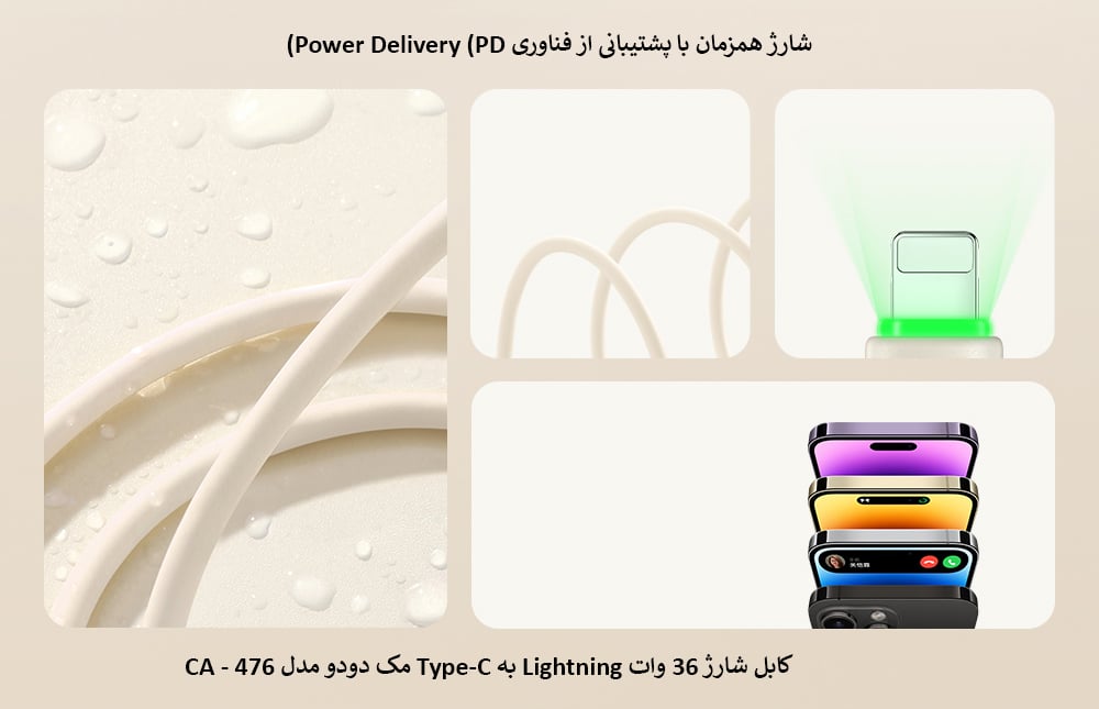 کابل شارژ 36 وات Lightning به Type-C مک دودو مدل 476 - CA