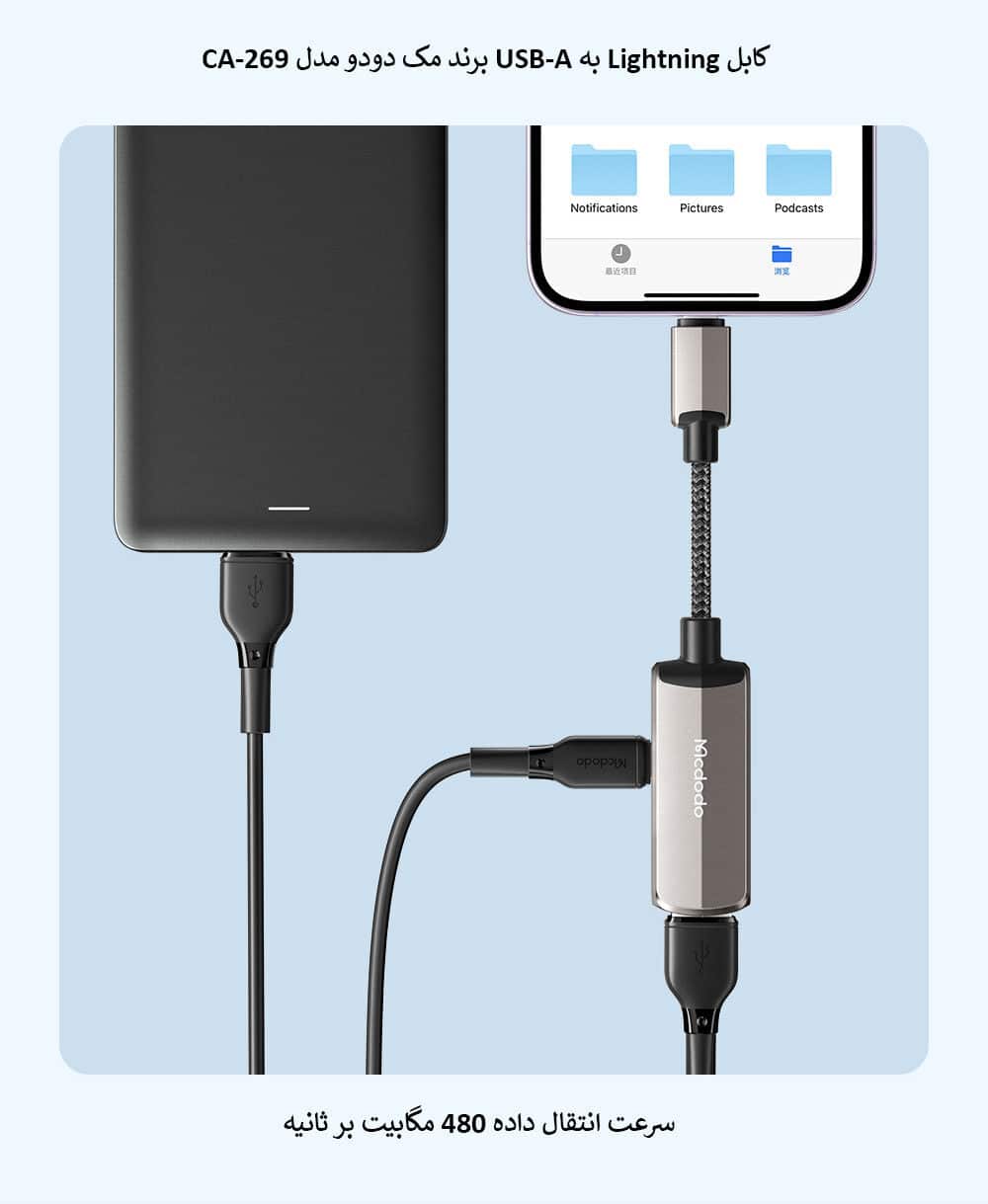 کابل Lightning به USB-A برند مک دودو مدل CA-269