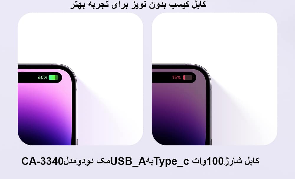 کابل شارژ100وات Type_cبهUSB_Aمک دودومدلCA-3340