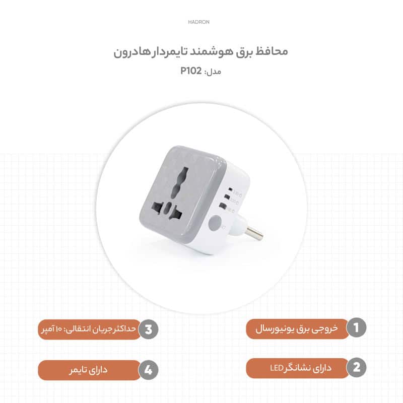 تبدیل برق هوشمند تایمر دار Hadron p102
