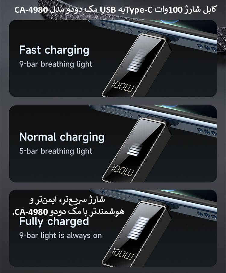کابل شارژ 100وات Type-Cبه USB مک دودو مدل CA-4980