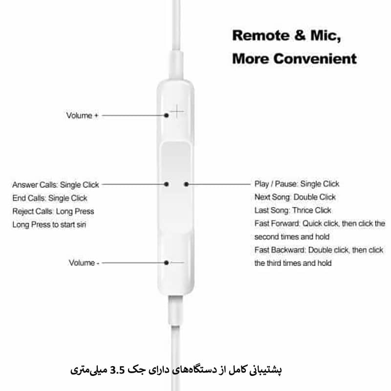 هندزفری 100%اورجینال Apple iphone earpod 3.5 mm A1472 اصلی