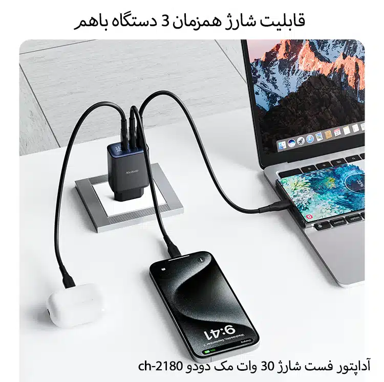 شارژر دیواری 30 وات مک دودو مدل CH-218