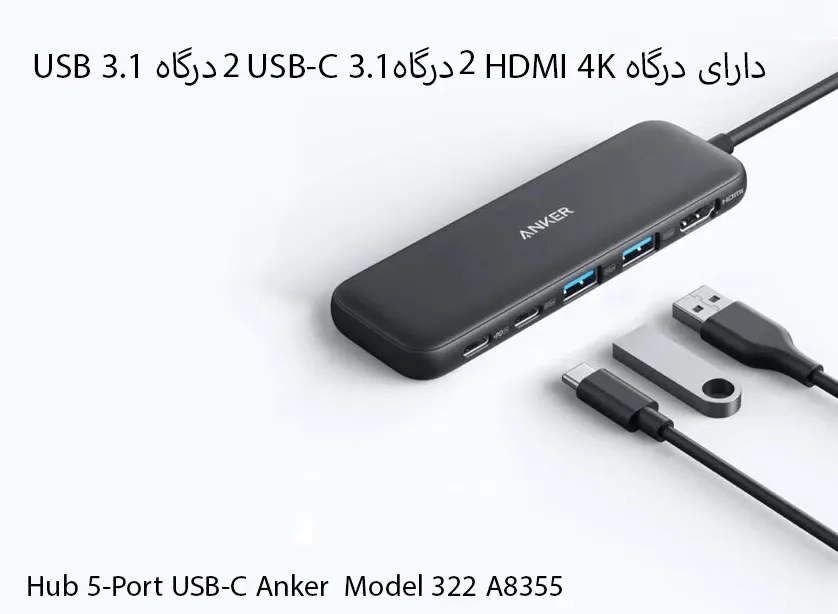 هاب 5 پورت USB-C انکر مدل Anker 322 A8355