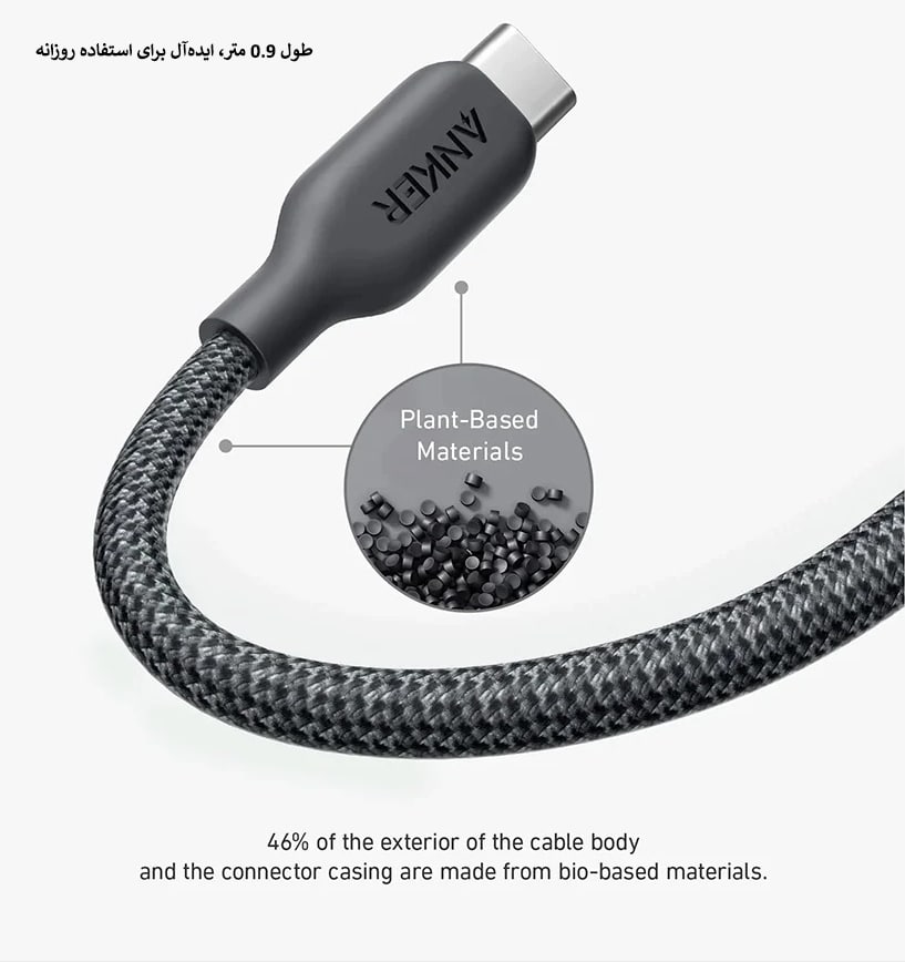کابل 0.9 متری Lightning به USB-C انکر مدل A80B5H11