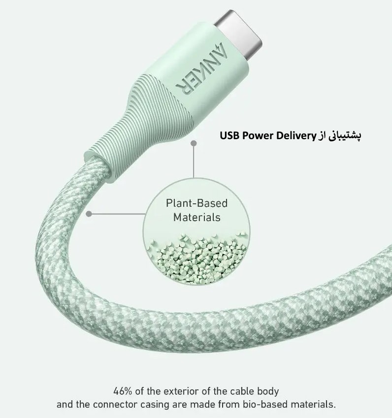 کابل 0.9 متری Lightning به USB-C انکر مدل A80B5H11
