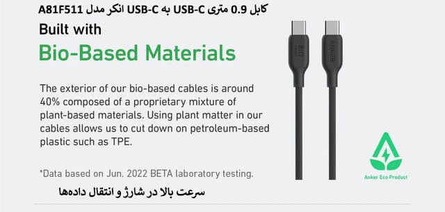 کابل 0.9 متری USB-C به USB-C انکر مدل A81F511